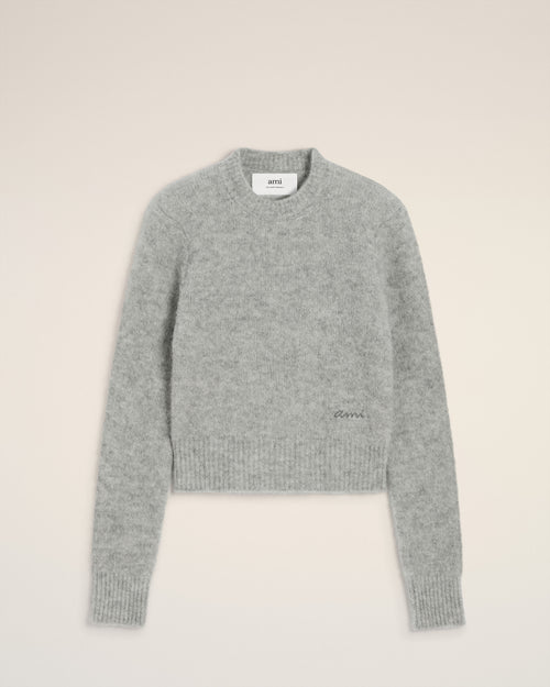                                 Grey Alpaca Ami Crewneck Sweater - 3                             - Ami Paris
