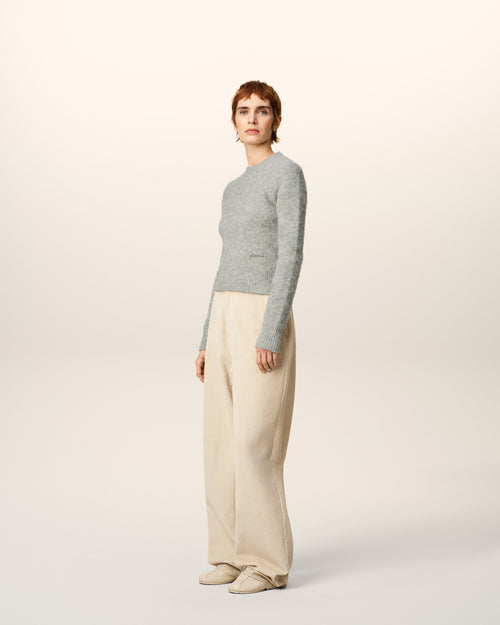 Grey Alpaca Ami Crewneck Sweater - 6 - Ami Paris