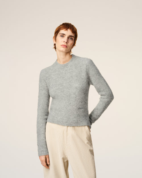 Grey Alpaca Ami Crewneck Sweater - 3 - Ami Paris