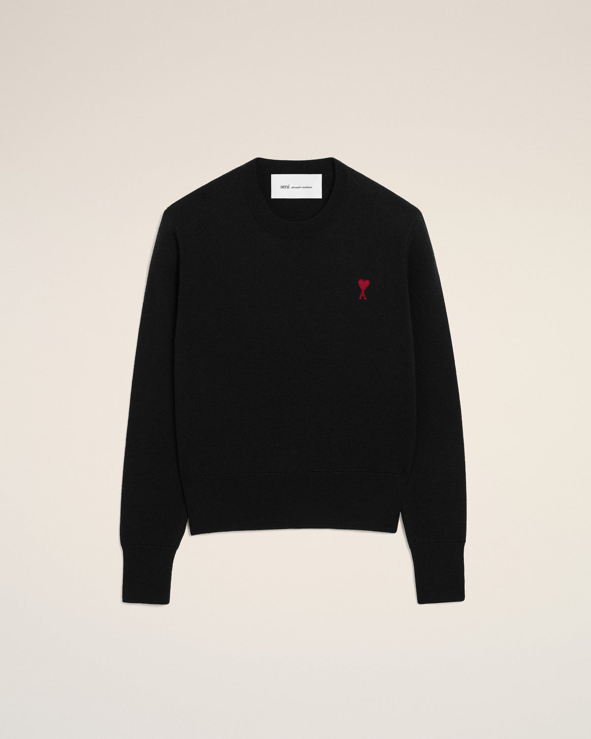 Black Crewneck wool Sweater With Ami De Coeur - 2