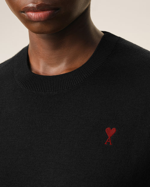 Jersey de cuello redondo Ami de Cœur de lana negra - 4 - Ami Paris
