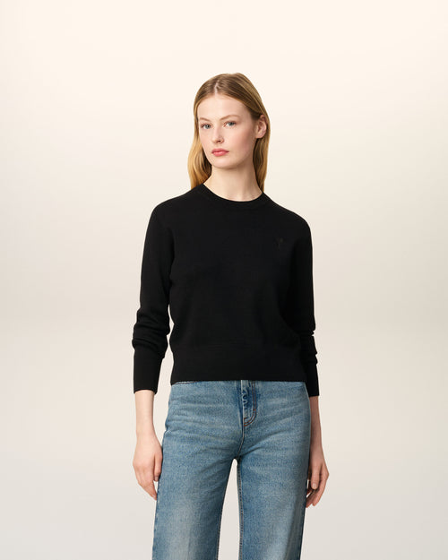                                     Black Wool Ami De Coeur Crewneck Sweater - 3                                 - Ami Paris
