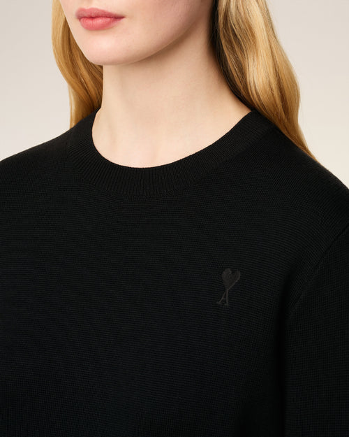 Black Wool Ami De Coeur Crewneck Sweater - 4 - Ami Paris