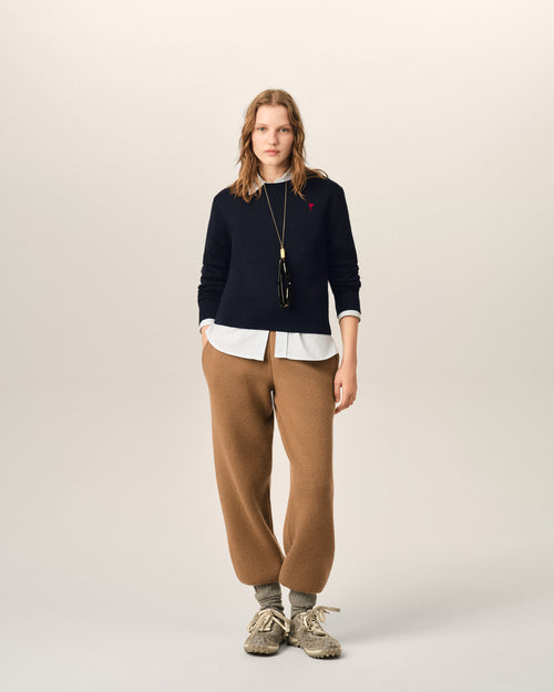 Blue Crewneck wool Sweater With Ami De Coeur - Woman - 3 - AMI Paris - Ami Paris