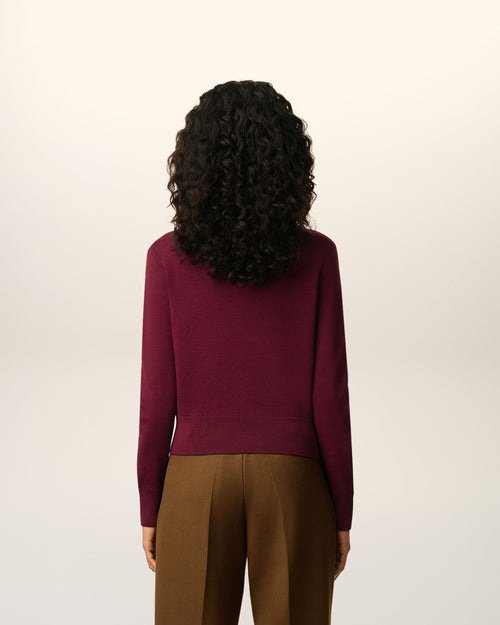 Burgundy Wool Ami De Coeur Crewneck Sweater - 5 - Ami Paris