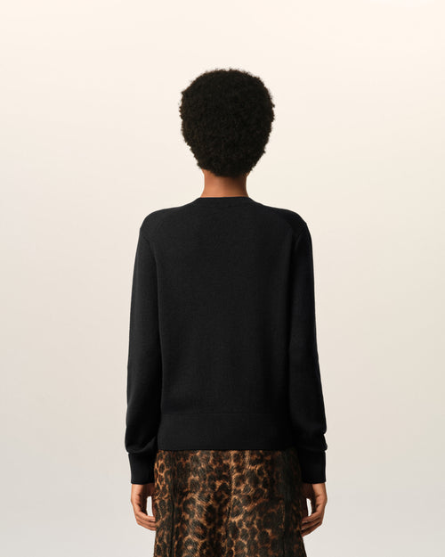 Black Wool Ami De Coeur Crewneck Sweater - Woman - 5 - AMI Paris - Ami Paris