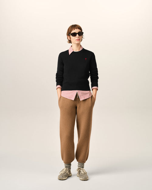 Black Crewneck wool Sweater With Ami De Coeur - Woman - 3 - AMI Paris - Ami Paris