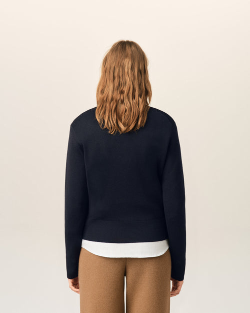 Blue Crewneck wool Sweater With Ami De Coeur - Woman - 5 - AMI Paris - Ami Paris