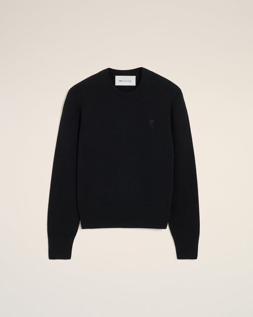 Black Wool Ami De Coeur Crewneck Sweater - Woman - 1 - AMI Paris - Ami Paris