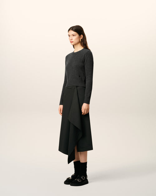 Jersey de cuello redondo Ami de Cœur de cachemira negra - 6 - Ami Paris