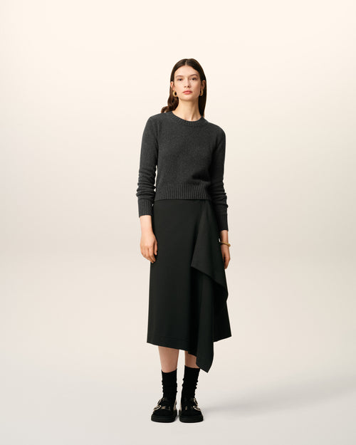                             Jersey de cuello redondo Ami de Cœur de cachemira negra - 3                         - Ami Paris