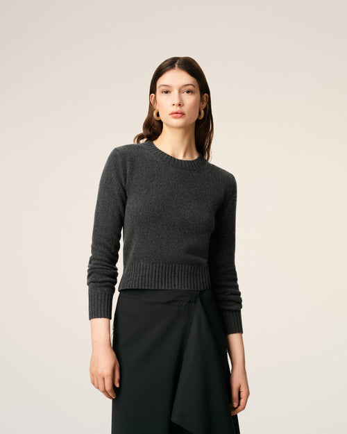 Black Cashmere Ami De Coeur Crewneck Sweater - 3 - Ami Paris
