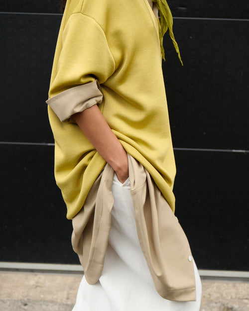 Yellow Wool Short Sleeves V Neck Sweater - Woman - 7 - AMI Paris - Ami Paris