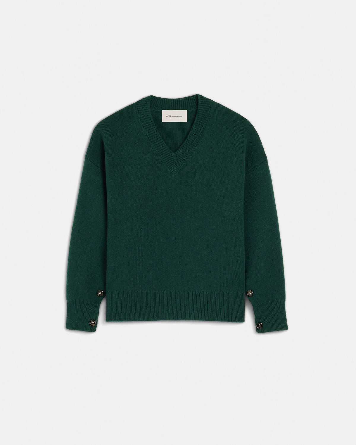 Pull vert boutonné en laine - 1
