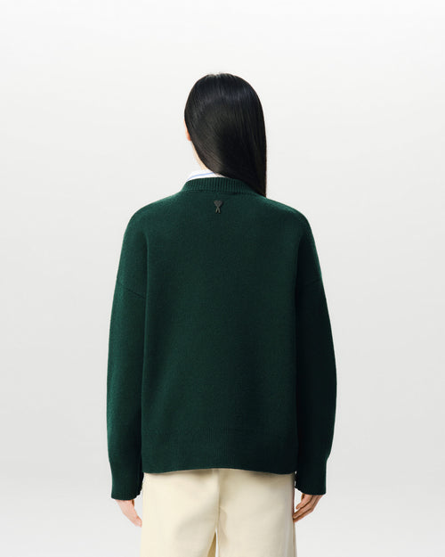 Pull vert boutonné en laine - Femme - 5 - AMI Paris - Ami Paris