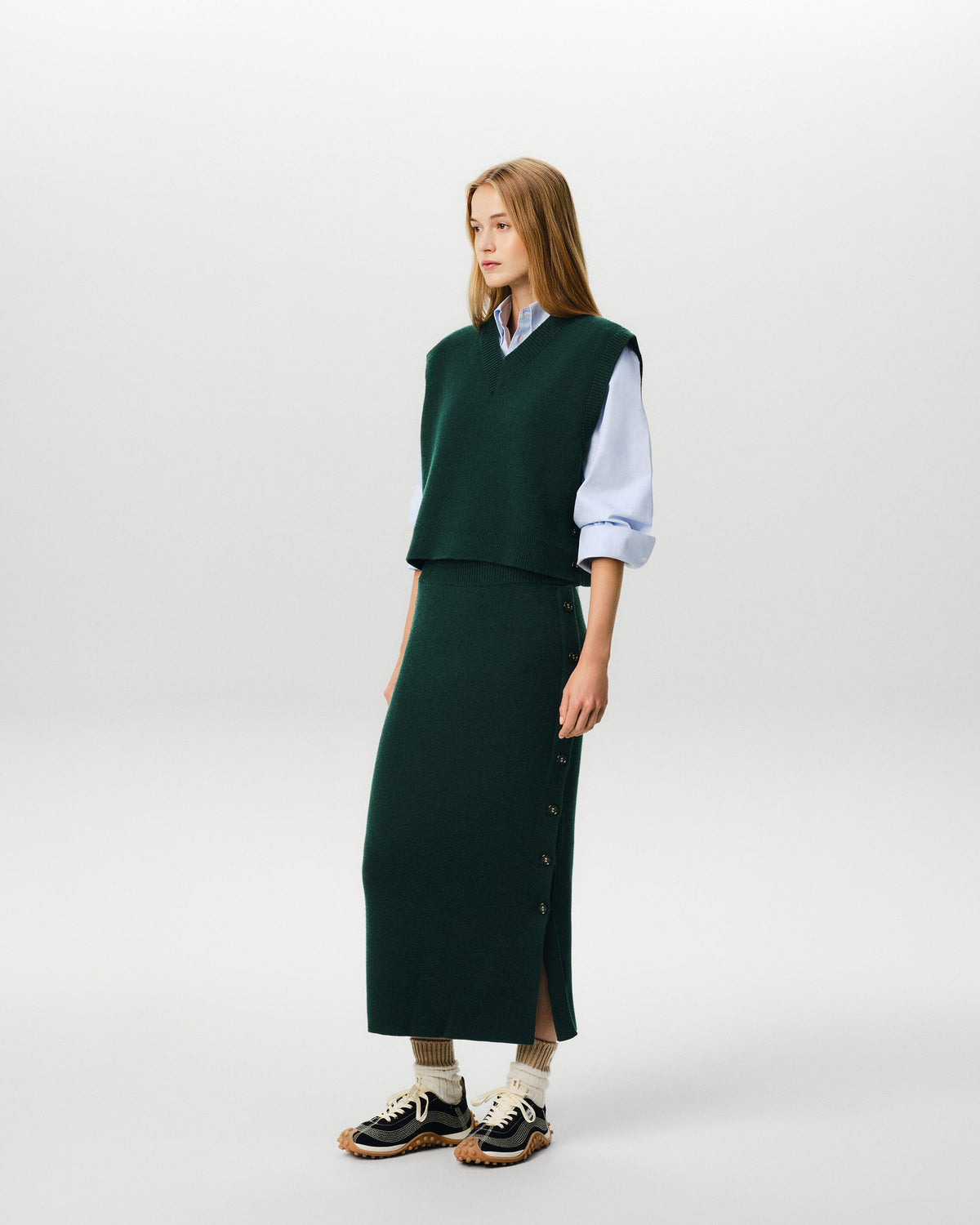 Green sleeveless cropped wool sweater - 6