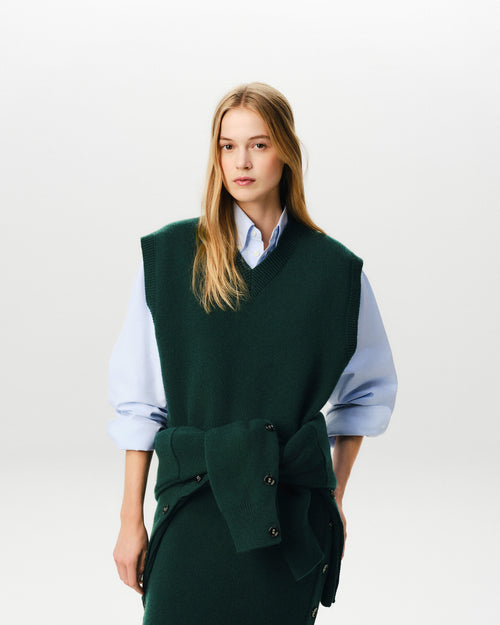 Green sleeveless cropped wool sweater - Woman - 2 - AMI Paris - Ami Paris
