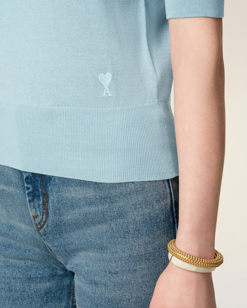 Blue Wool Ami De Coeur Polo - 4 - Ami Paris