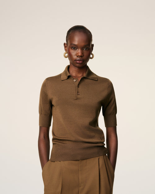 Brown Cotton Ami De Coeur Polo - 3 - Ami Paris