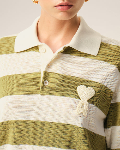 White Cotton Short Sleeves Ami De Coeur Polo - Woman - 4 - AMI Paris - Ami Paris