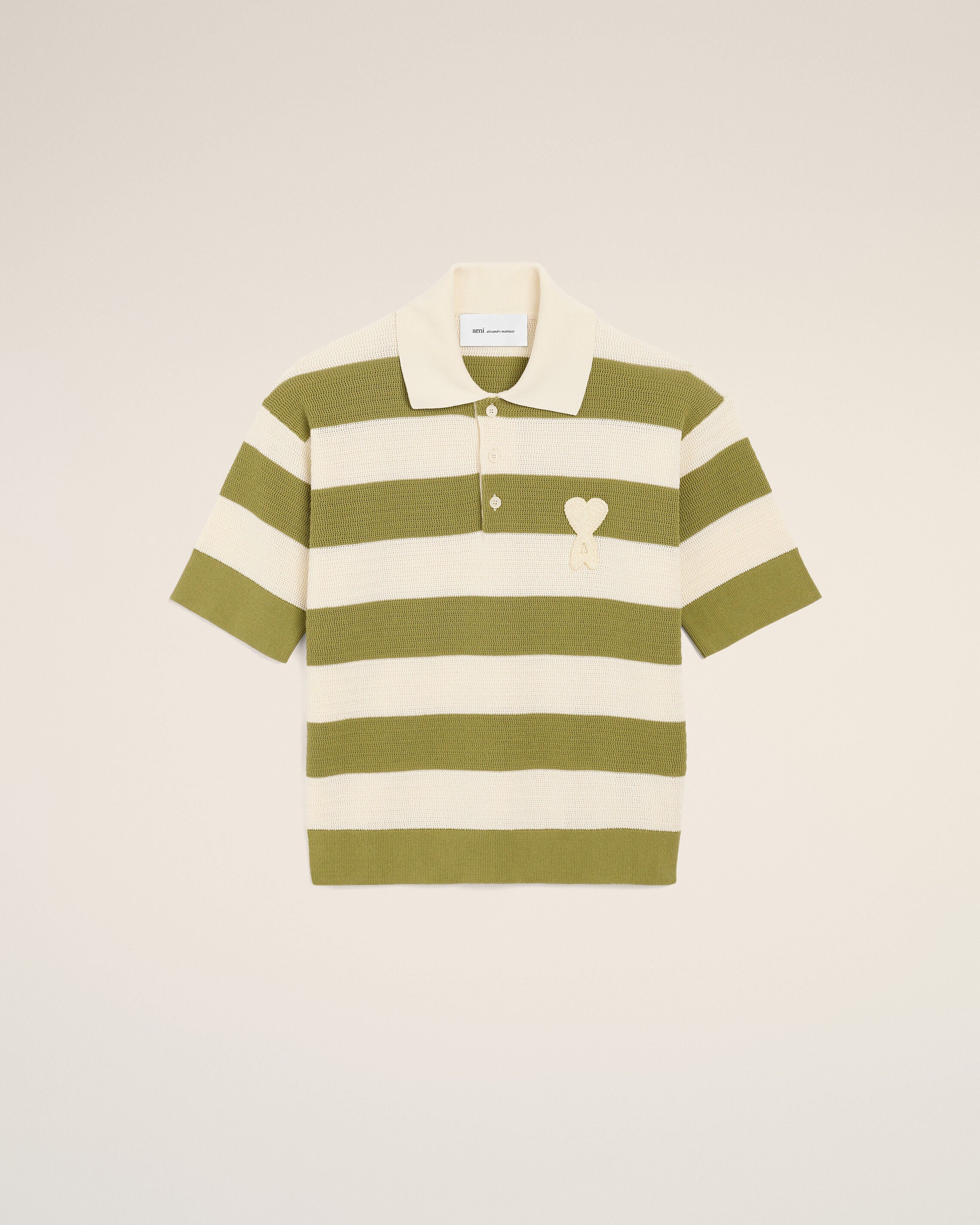 White Cotton Short Sleeves Ami De Coeur Polo - 1