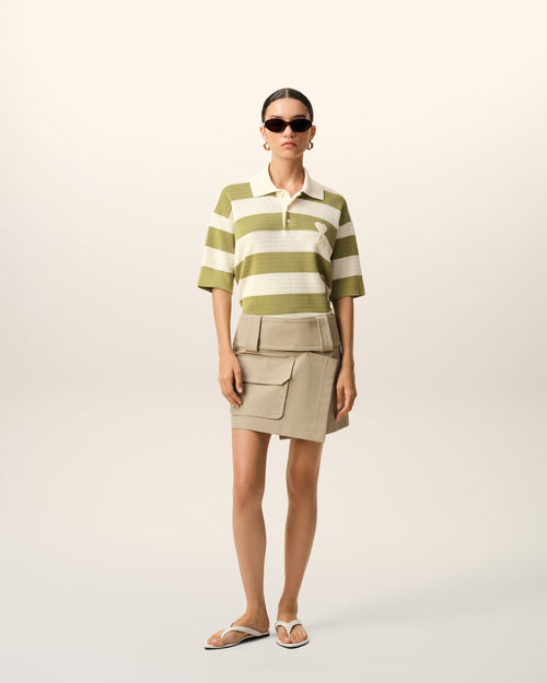                                     White Cotton Short Sleeves Ami De Coeur Polo - 3                                 - Ami Paris