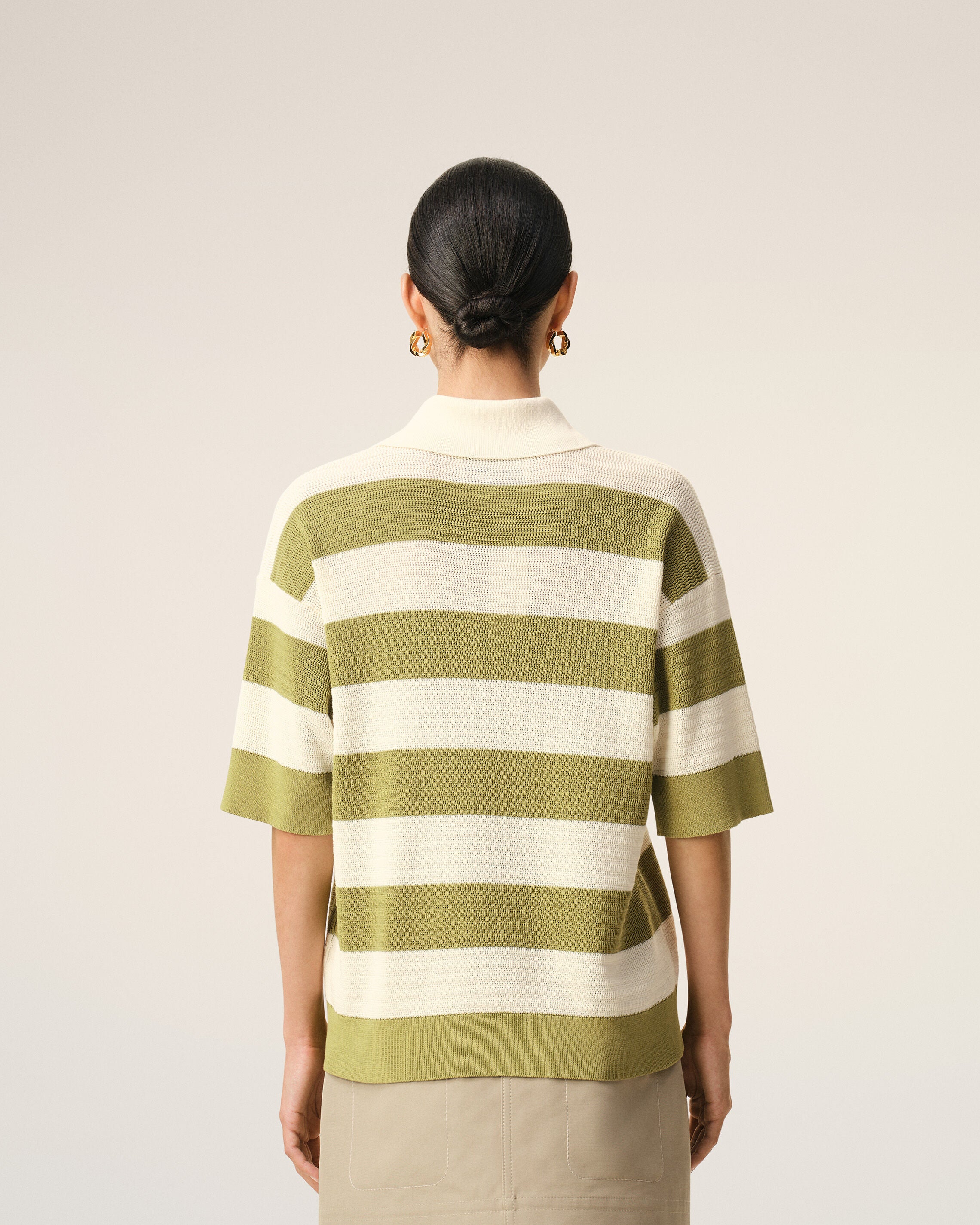 White Cotton Short Sleeves Ami De Coeur Polo - 5