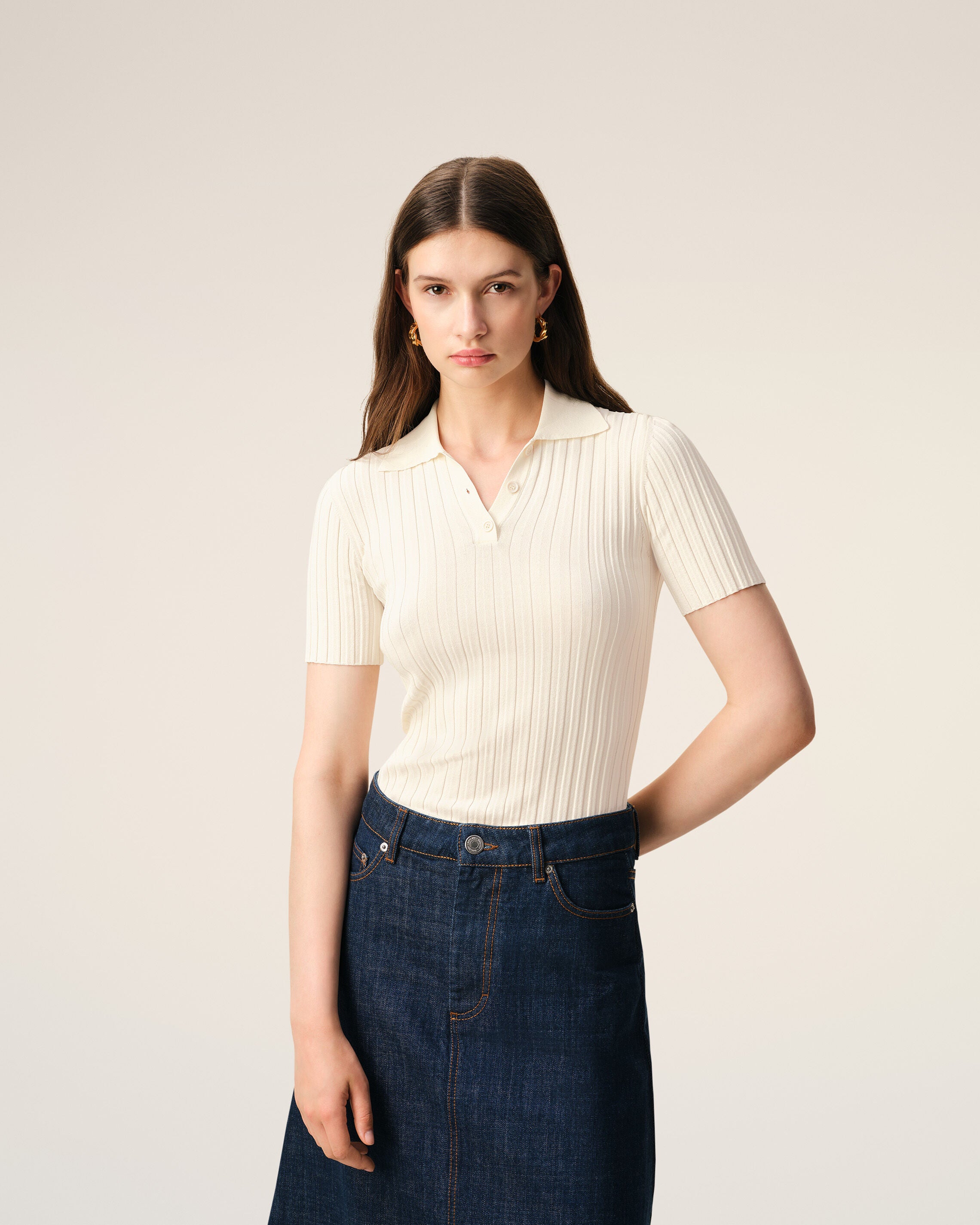 White Knit Short Sleeves Polo - 3