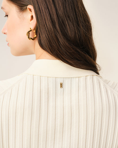 White Knit Short Sleeves Polo - 4 - Ami Paris