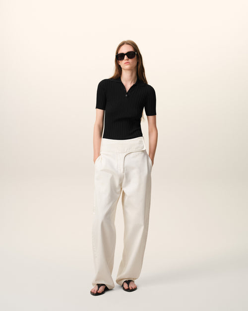 Polo a maniche corte in maglia nera - 1 - Ami Paris