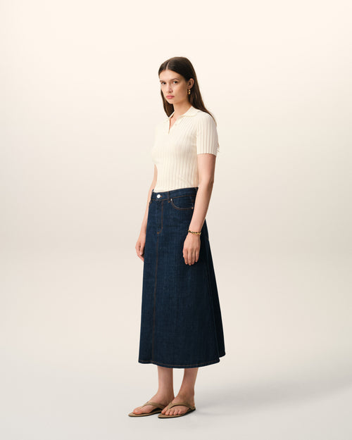 White Knit Short Sleeves Polo - Woman - 6 - AMI Paris - Ami Paris