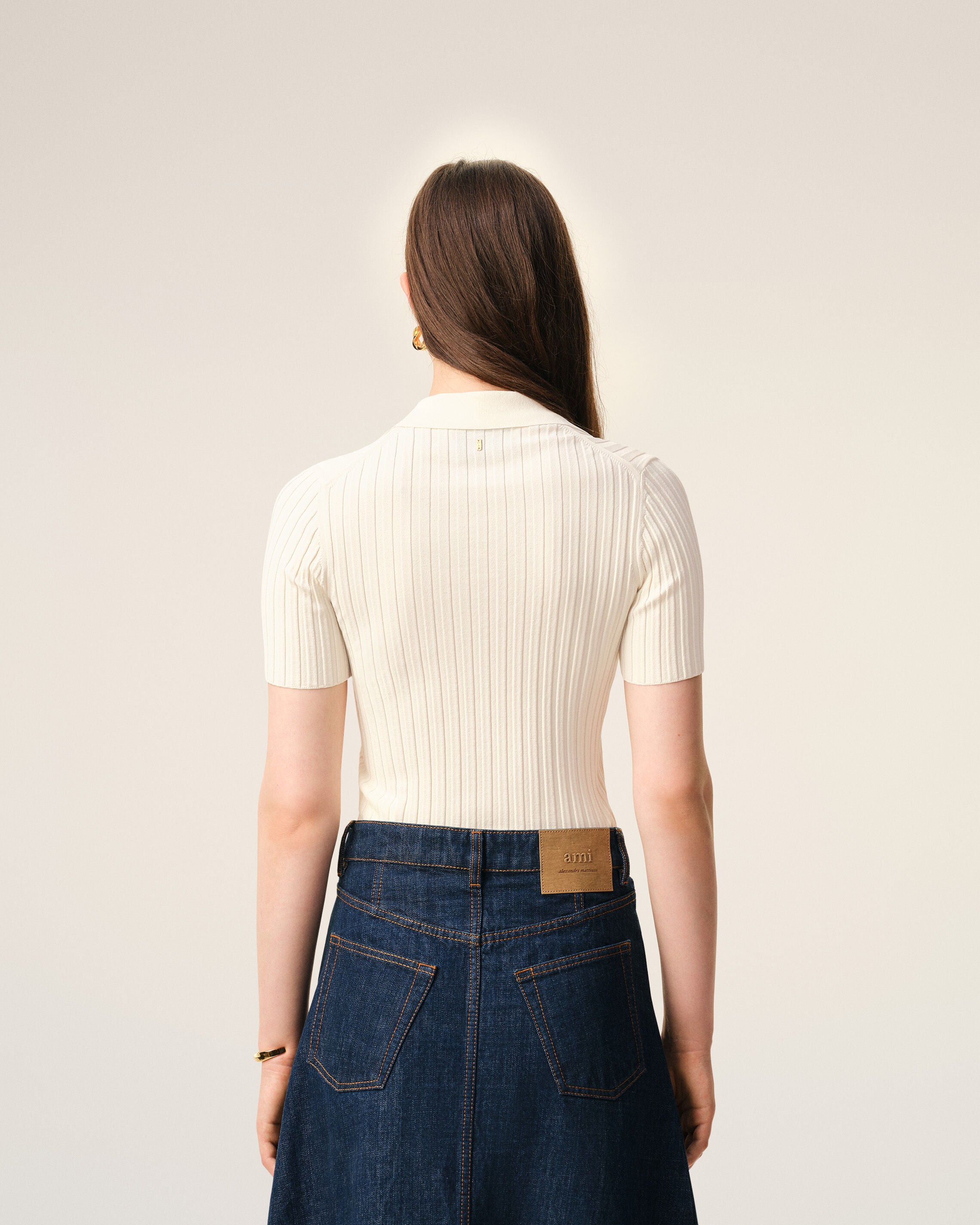 White Knit Short Sleeves Polo - 5