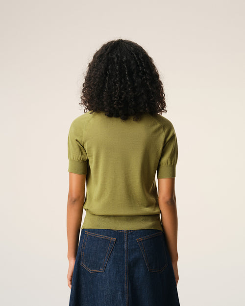 Green Wool Short Sleeves Ami De Coeur Polo - 5 - Ami Paris