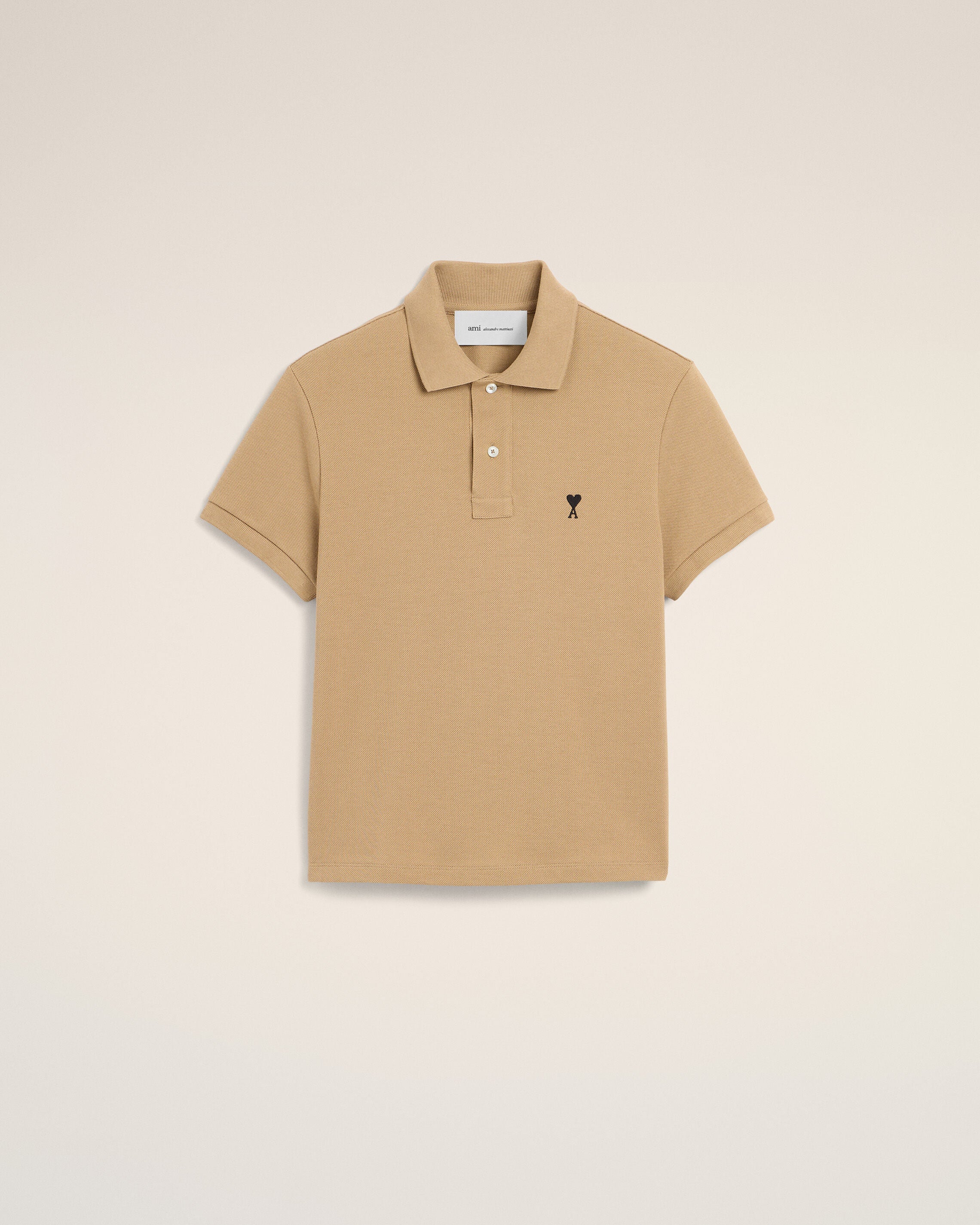 Beige cotton polo with Ami de Coeur - 1