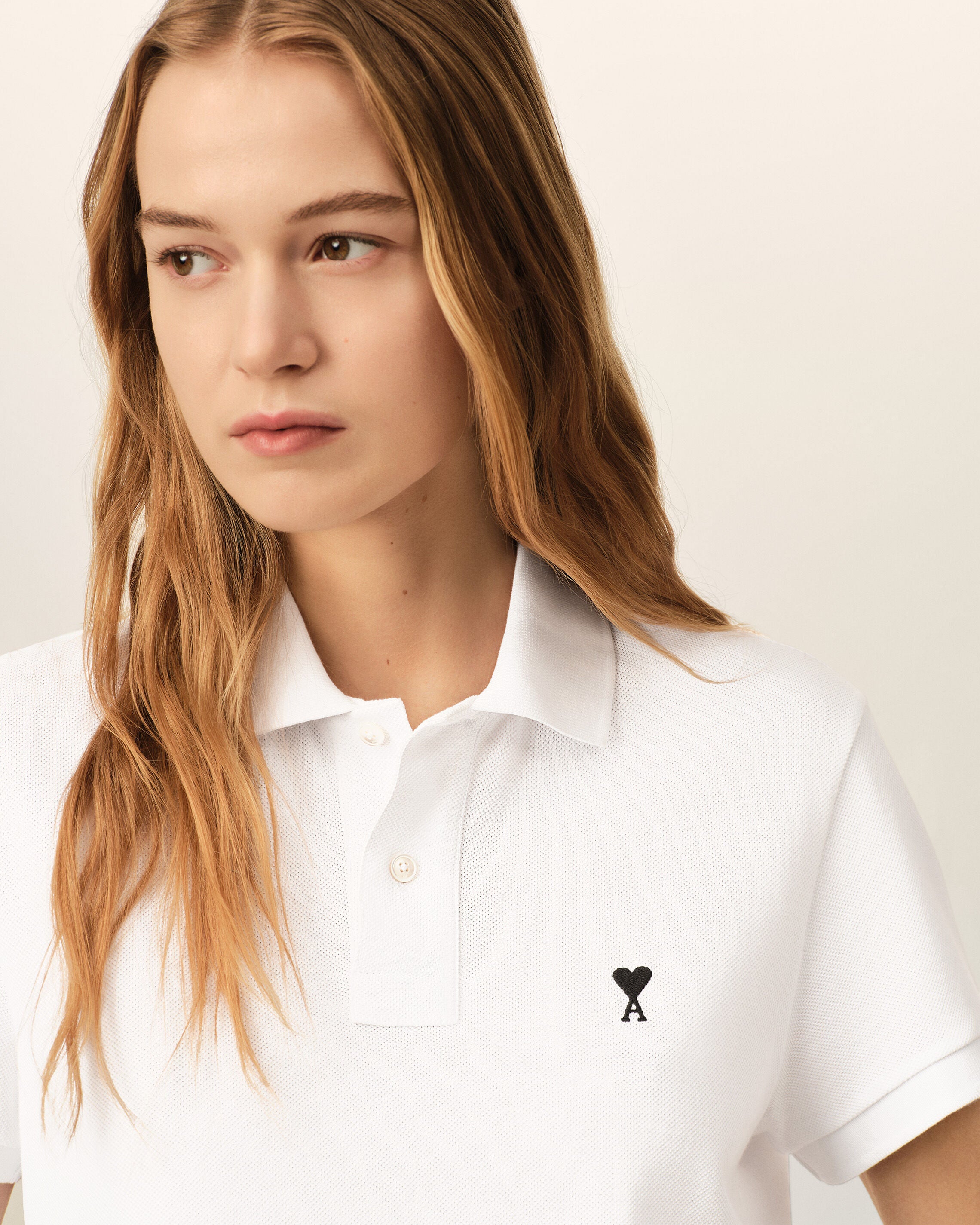White cotton polo with Ami de Coeur - 4