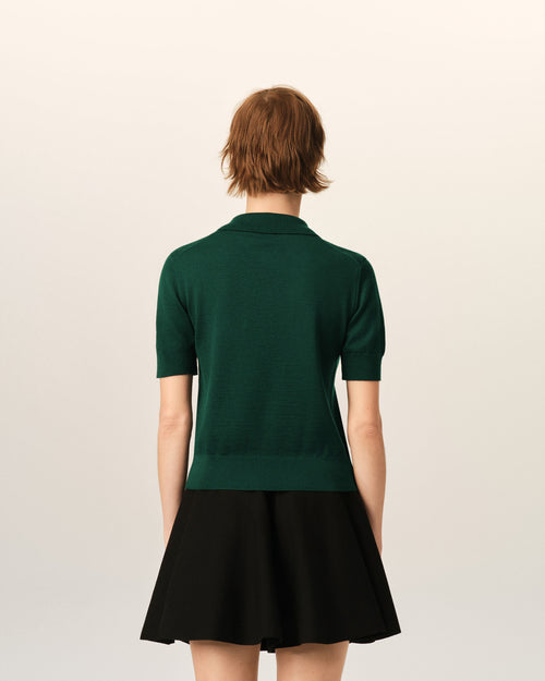 Ami de Coeur Poloshirt aus grüner Wolle - Damen - 5 - AMI Paris - Ami Paris