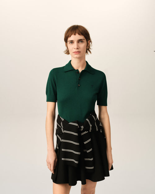 Ami de Coeur Poloshirt aus grüner Wolle - Damen - 2 - AMI Paris - Ami Paris