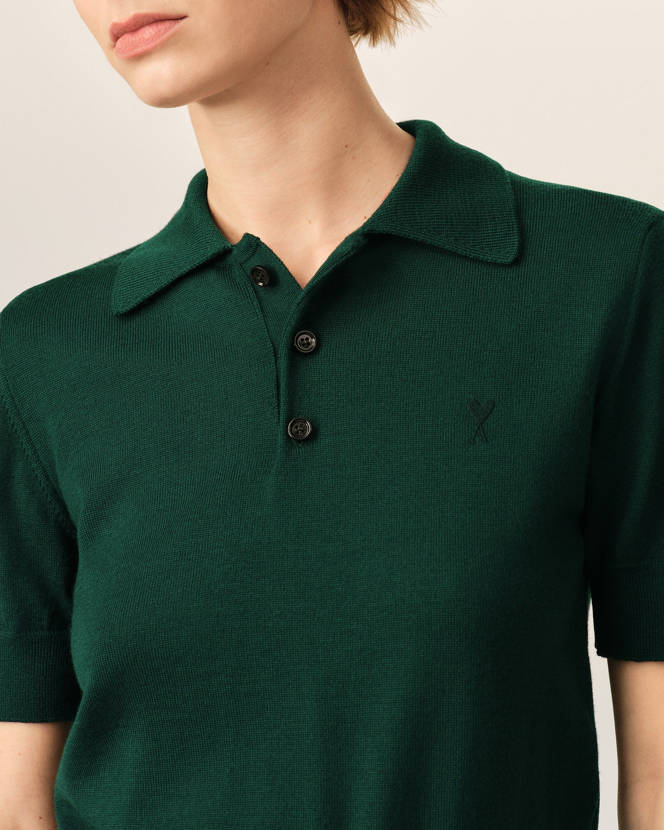Ami de Coeur Poloshirt aus grüner Wolle - 4