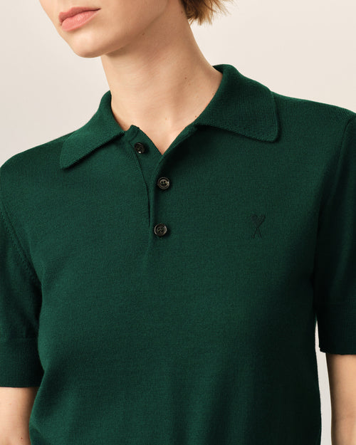 Ami de Coeur Poloshirt aus grüner Wolle - Damen - 4 - AMI Paris - Ami Paris