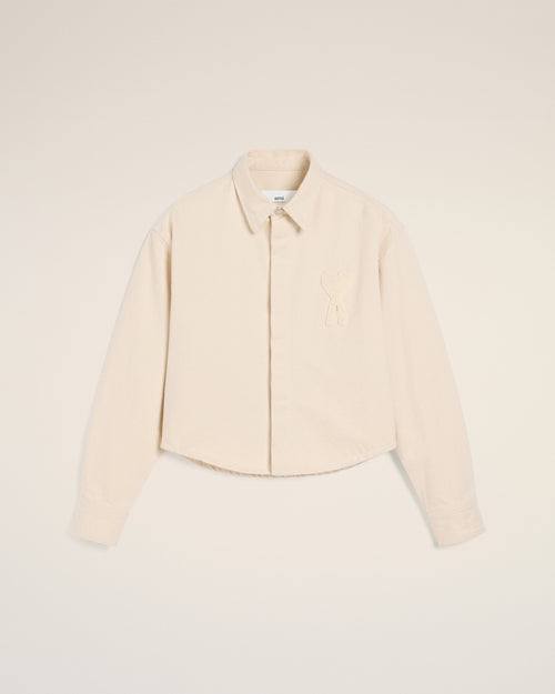 Beige Cotton Ami de Coeur Cropped Shirt - 4 - Ami Paris