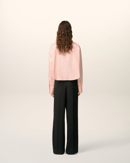 Pink Cotton Ami De Coeur Cropped Oversized Shirt - 5 - Ami Paris