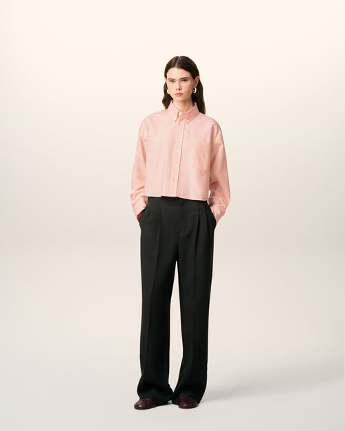                            Pink Cotton Ami De Coeur Cropped Oversized Shirt - 3                         - Ami Paris