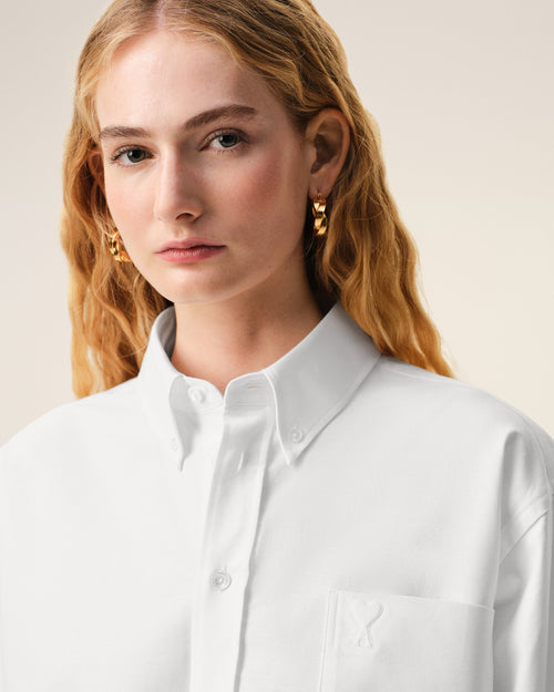 Camisa corta oversize Ami de Cœur de algodón blanco - 4 - Ami Paris