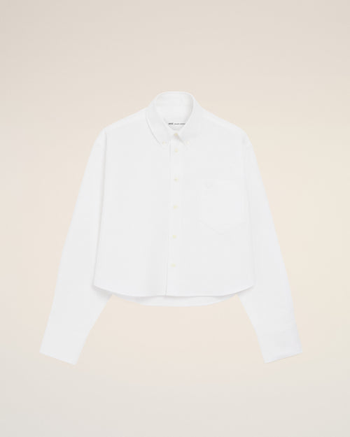 White cropped cotton shirt with embossed Ami de Coeur - 2 - Ami Paris