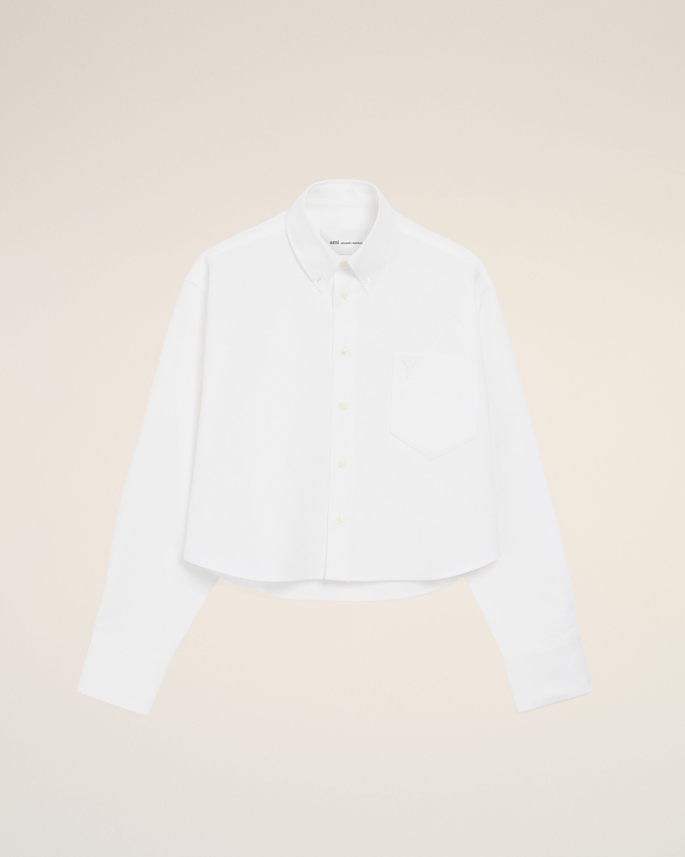 NATURAL WHITE White Cotton Ami De Coeur Cropped Oversized Shirt