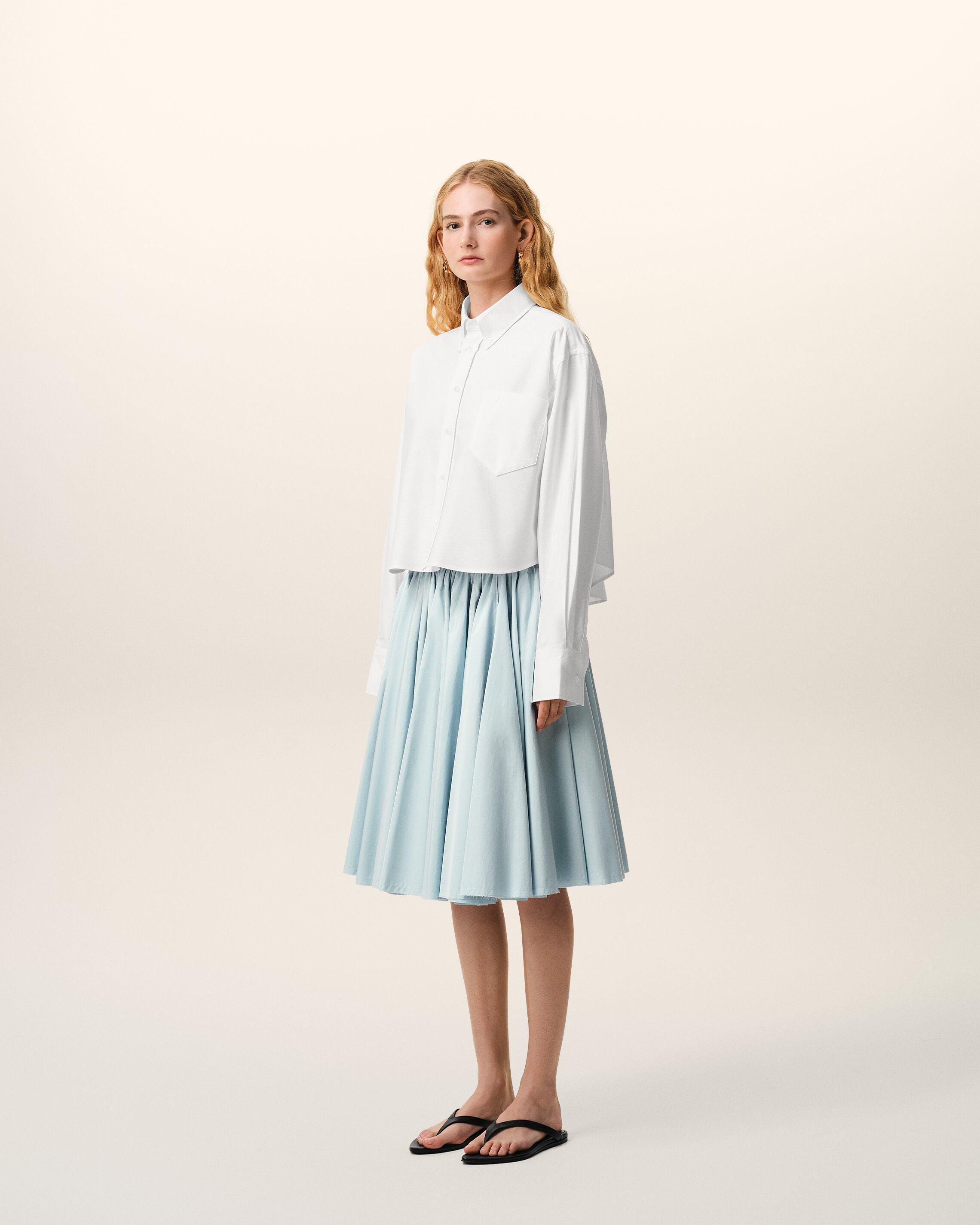 White Cotton Cropped Embossed Ami De Coeur Shirt - 6