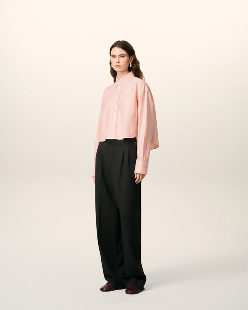Pink Cotton Ami De Coeur Cropped Oversized Shirt - 6 - Ami Paris