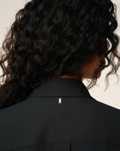 Black Wool Long Oversized Side Slits Shirt - 4 - Ami Paris