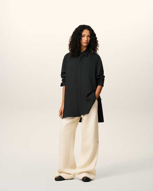                             Black Wool Long Oversized Side Slits Shirt - 3                         - Ami Paris