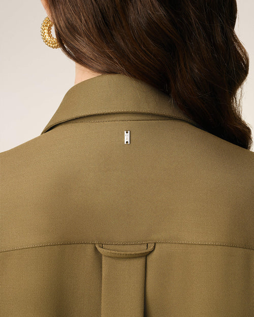 Camicia lunga oversize con spacchi laterali in lana verde - 4 - Ami Paris